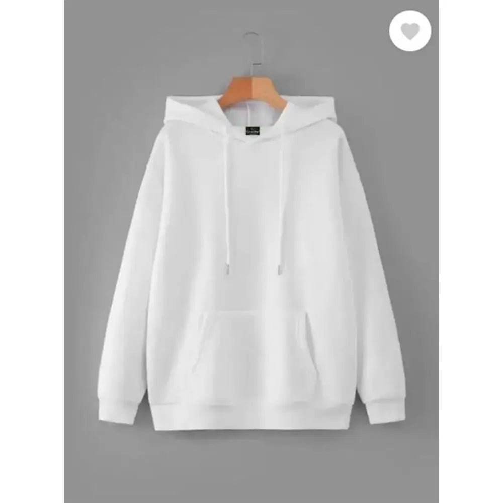1 Pc Men's Fleece White Plain Hoodie