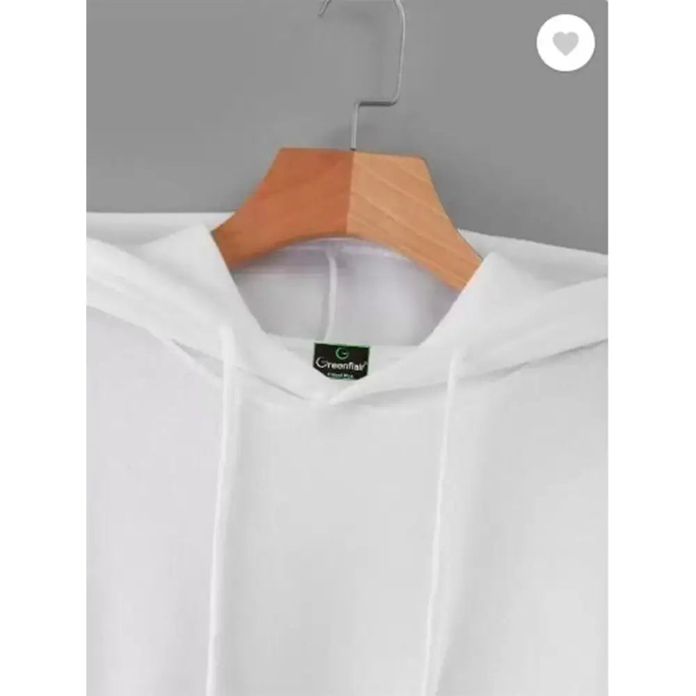 1 Pc Men's Fleece White Plain Hoodie