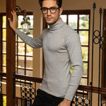 1 Pc Men's Rib Plain Gray Highneck