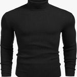 1 Pc Men's Rib Plain Black Highneck