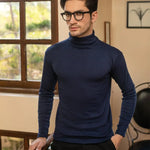 1 Pc Men's Rib Plain Blue Highneck
