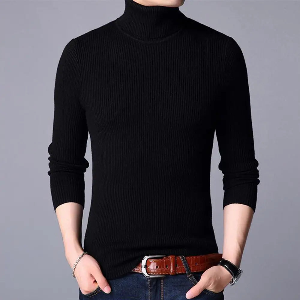 1 Pc Men's Ribbed Plain Highneck