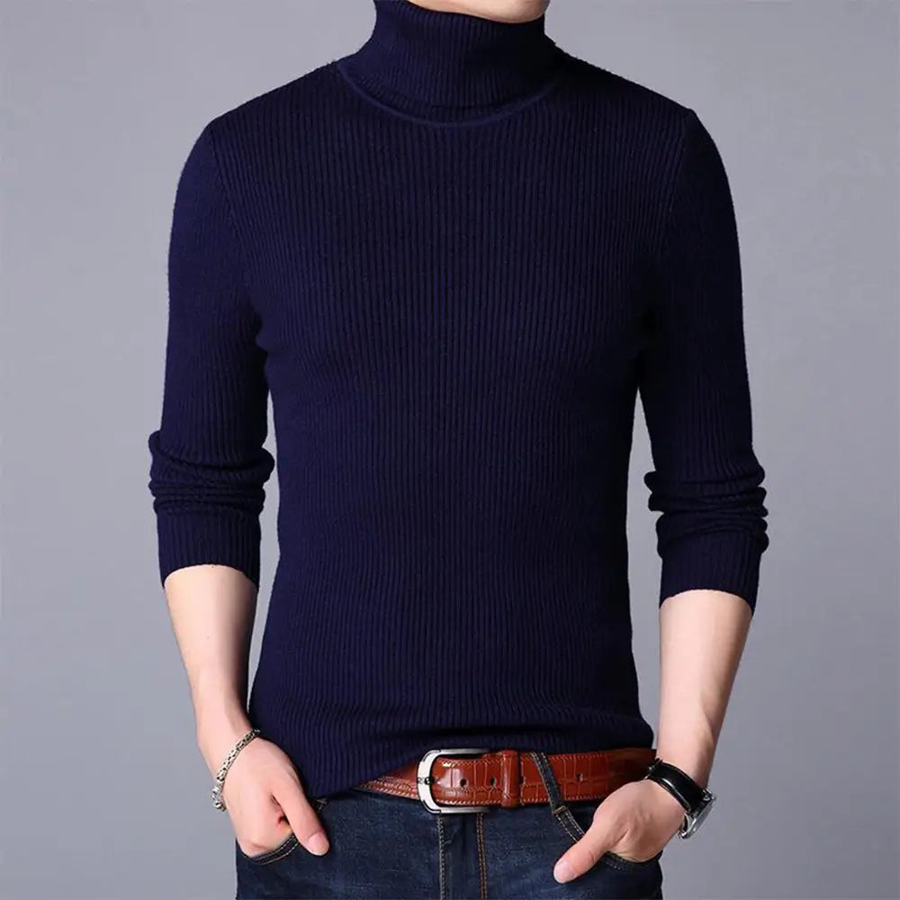 1 Pc Men's Ribbed Plain Highneck