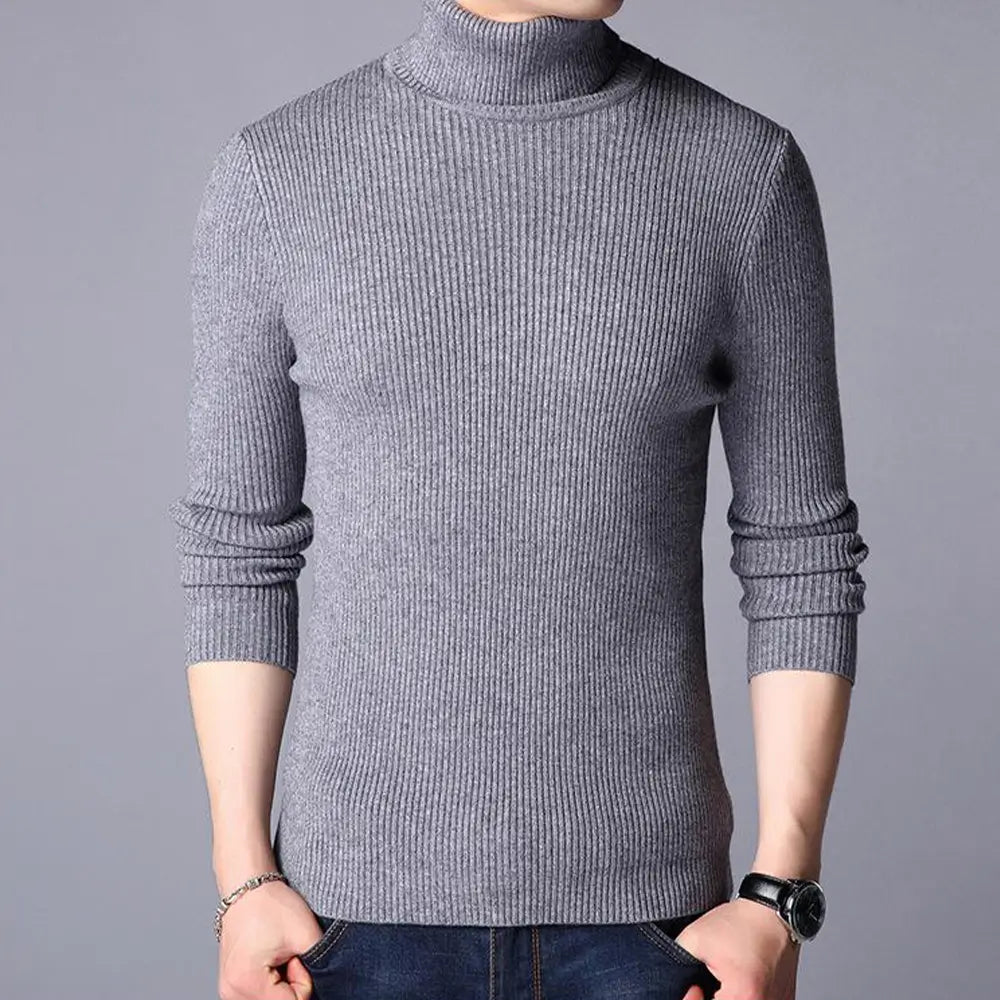1 Pc Men's Ribbed Plain Highneck