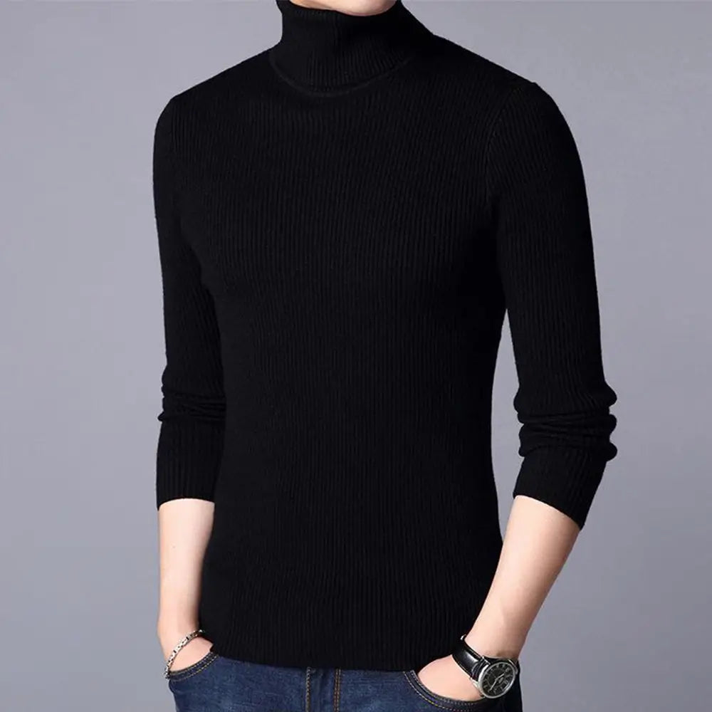 1 Pc Men's Ribbed Plain Highneck