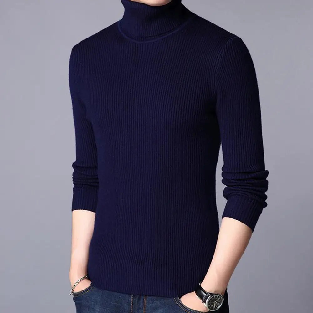 1 Pc Men's Ribbed Plain Highneck
