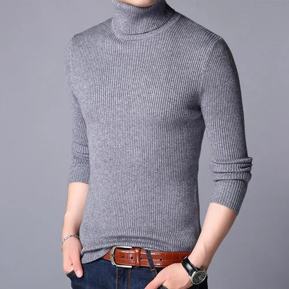1 Pc Men's Ribbed Plain Highneck
