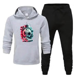 2 Pcs Men's Fleece Printed Football Hoodie Track Suit