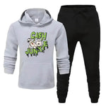 2 Pcs Men's Fleece Printed Cash Junkie Hoodie Track Suit
