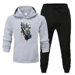2 Pcs Men's Fleece Printed Dollar Hand Hoodie Track Suit