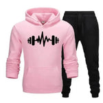 2 Pcs Men's Fleece Printed Heart Beat Hoodie Track Suit