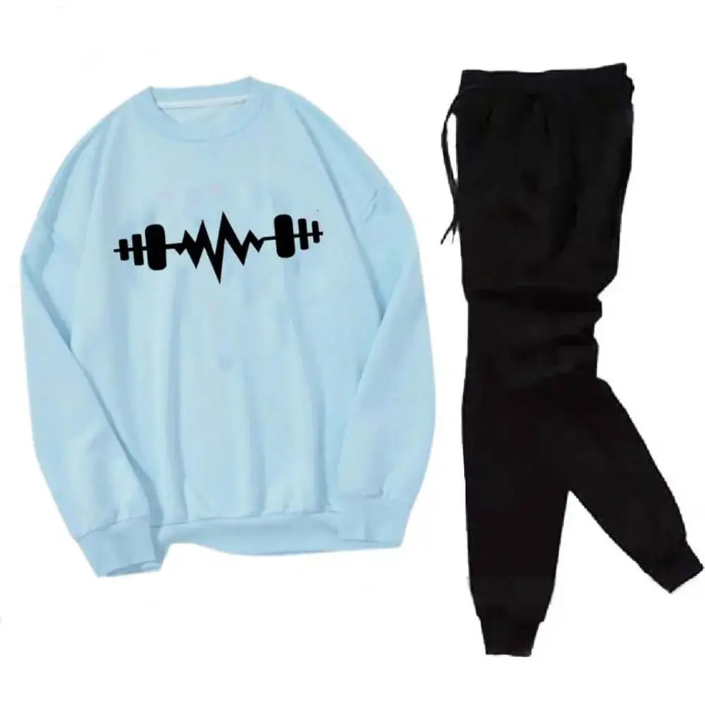 2 Pcs Men's Fleece Printed Sweatshirt Track Suit