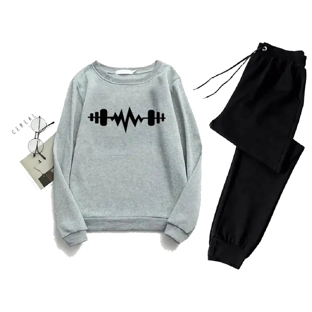 2 Pcs Men's Fleece Printed Sweatshirt Track Suit