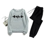 2 Pcs Men's Fleece Printed Sweatshirt Track Suit