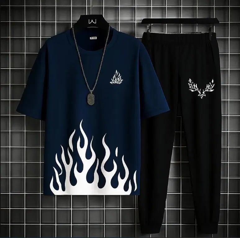 2 Pcs Men's Micro Plain Track Suit Blue