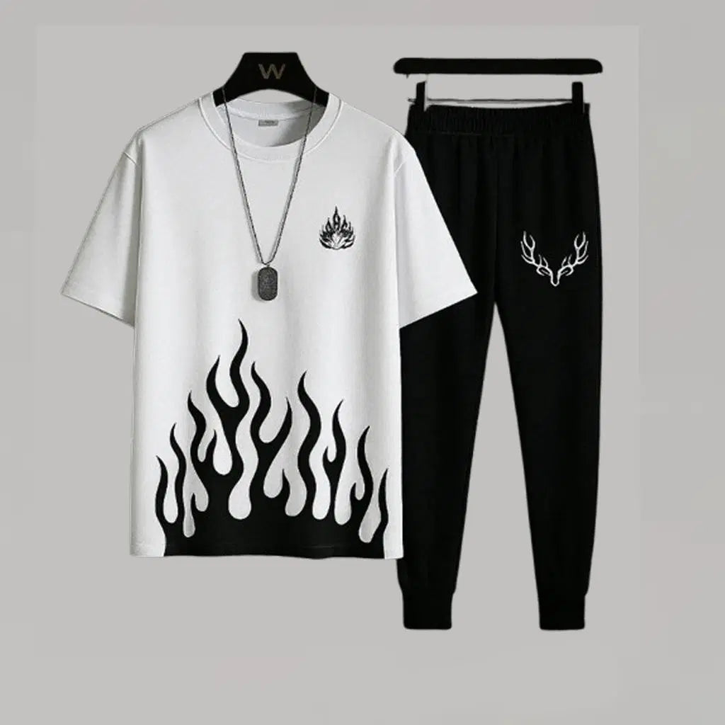 2 Pcs Men's Micro Plain Track Suit White