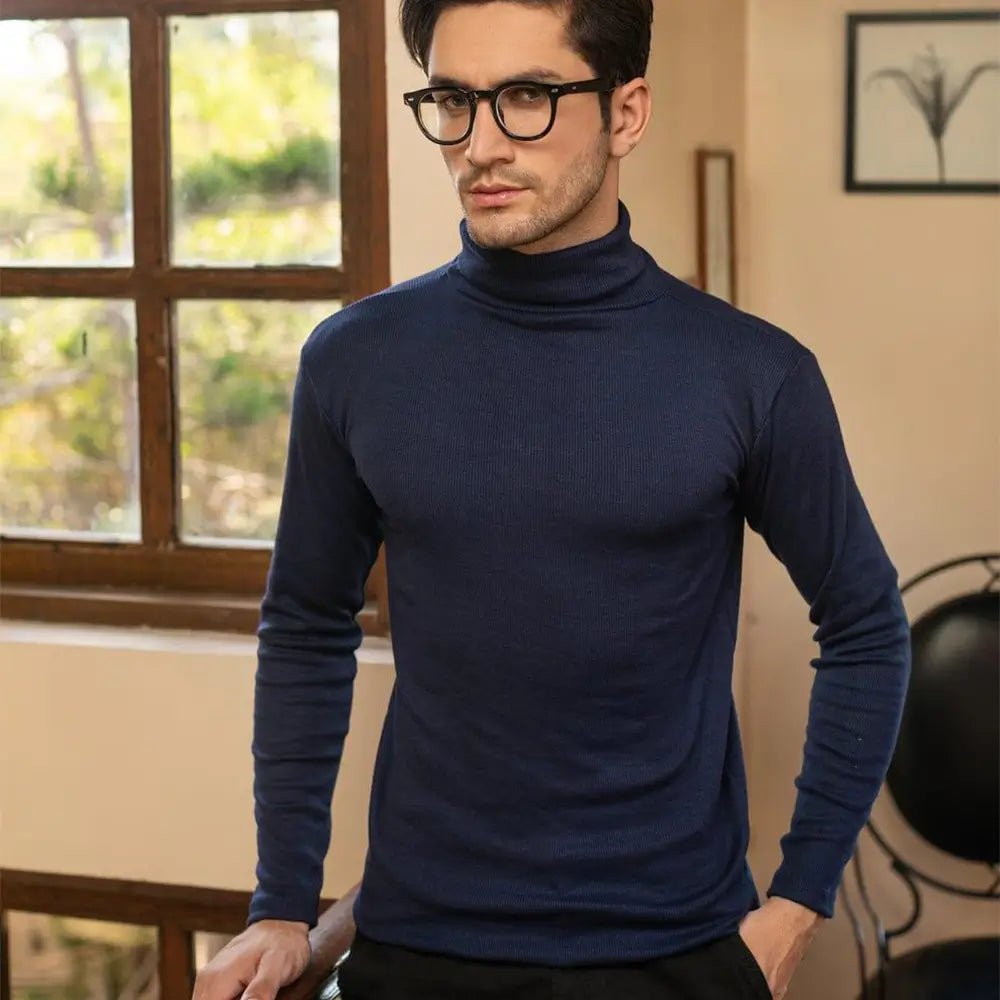 3 Pcs Men's Cotton Plain Highneck