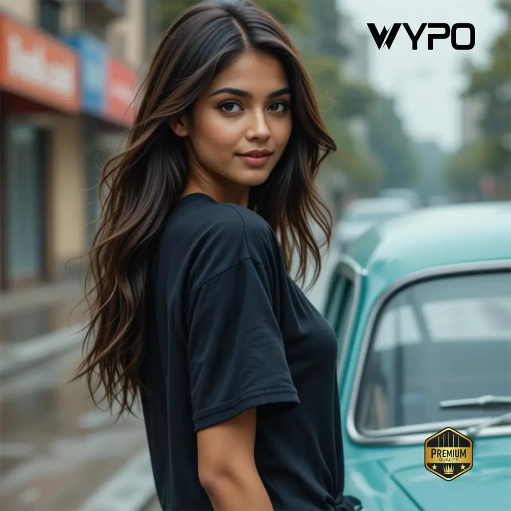 Black Cotton T-Shirt With Drop Shoulder Design