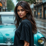 Black Cotton T-Shirt With Drop Shoulder Design