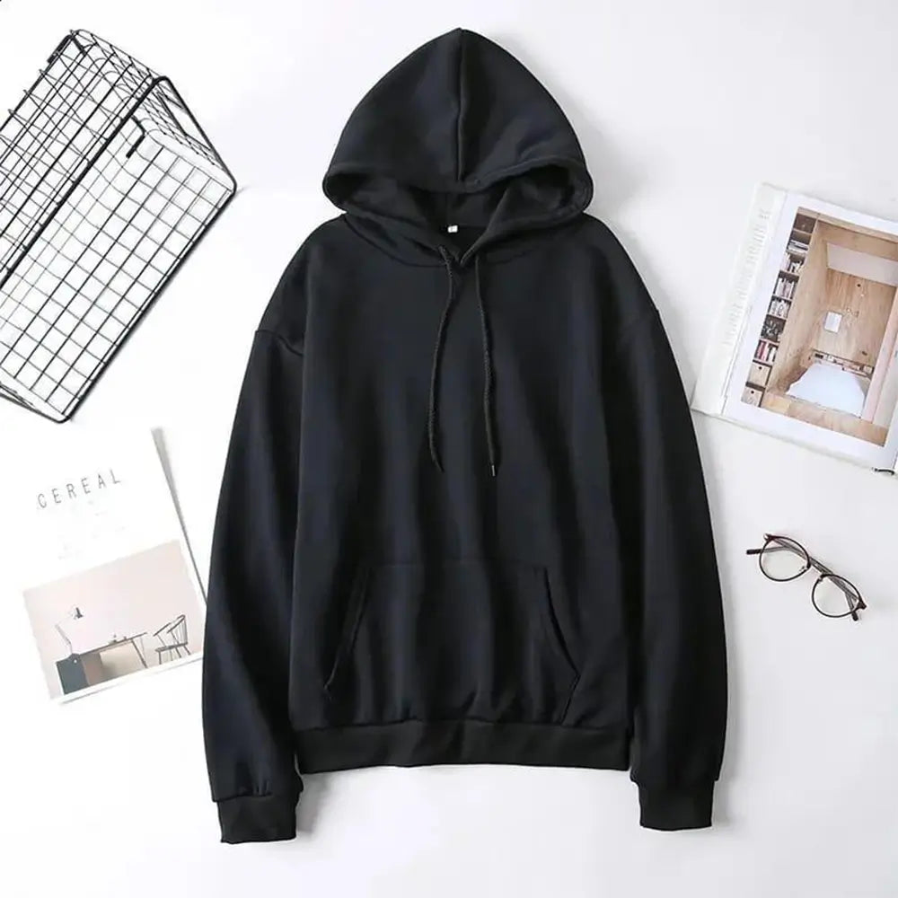 Comfortable Fleece Hoodie - Plain Style for All-Day Wear