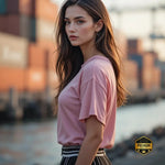 Pink Cotton T-Shirt With Drop Shoulder Design