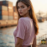 Pink Cotton T-Shirt With Drop Shoulder Design