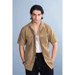 Men's Casual Khaki Shirt - Lightweight & Breezy Textured Design