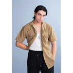 Men's Casual Khaki Shirt - Lightweight & Breezy Textured Design