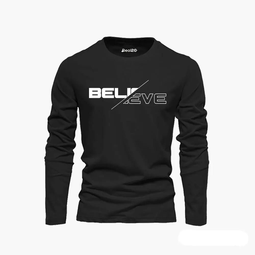 Men's Graphics T Shirt Full Sleeves Pack of 3 (Believe)