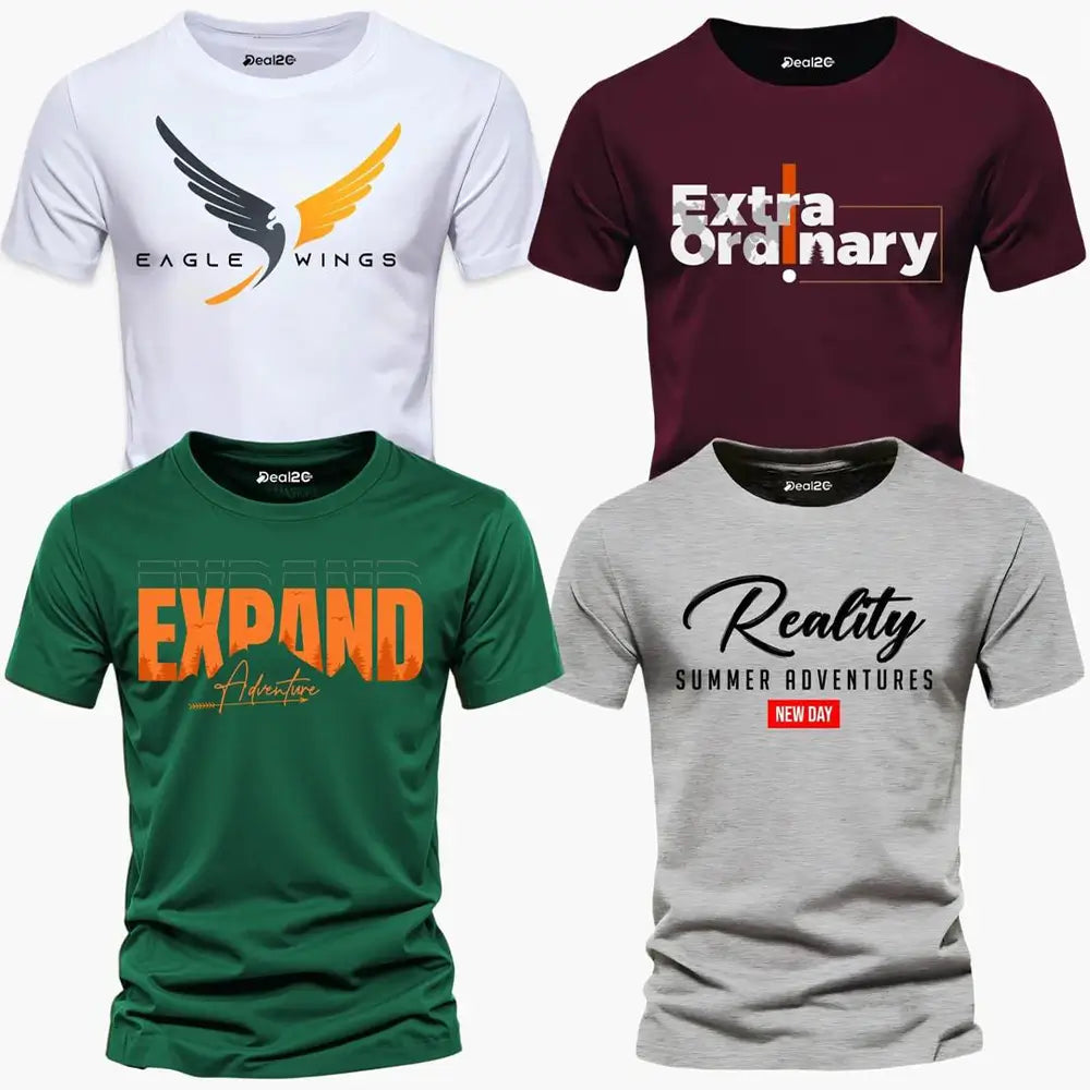 Men's Graphics T Shirt Half Pack of 4 (Reality)