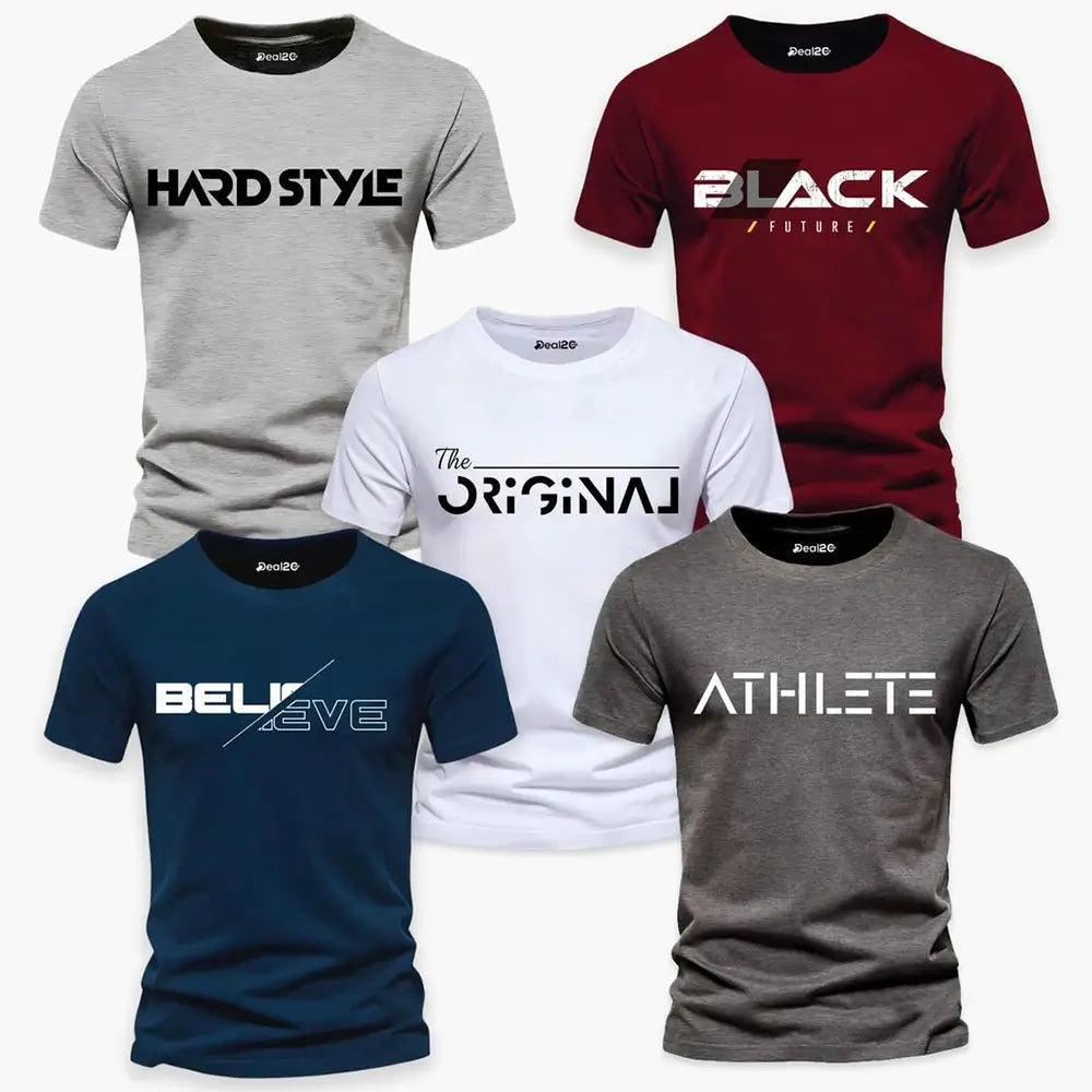 Men's Graphics T Shirt Half Pack of 5 (Hard Style)