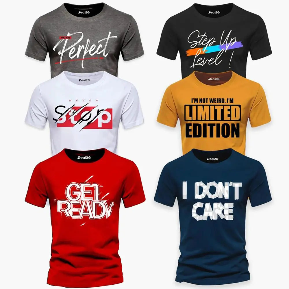 Men's Graphics T Shirt Half Pack of 6 (Get Ready)