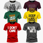 Men's Multicolor Cotton Jersey T-Shirts - 6 Pcs (I Don't Care)