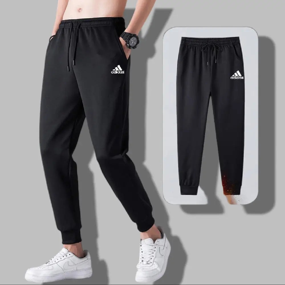 Men's Plain Black Polyester Jogger Pants - 1 Pc