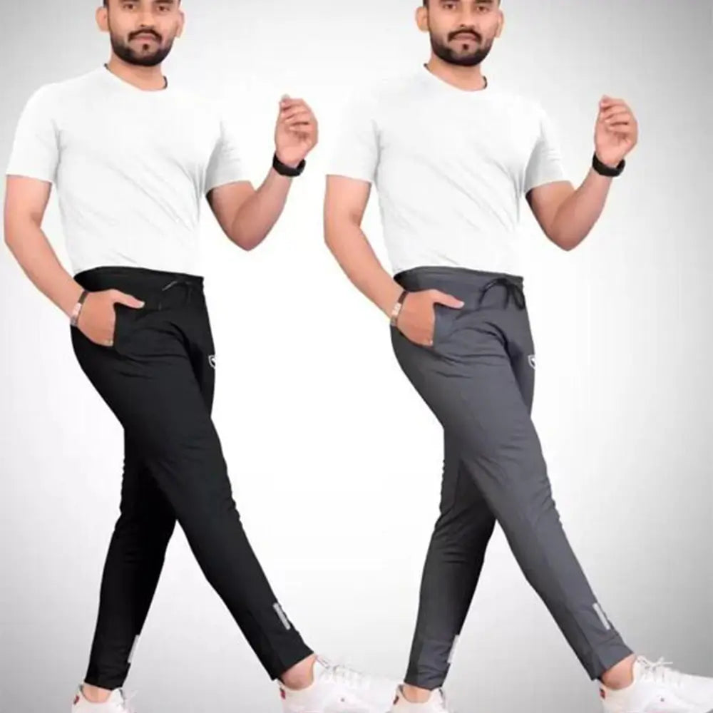 Men's Polyester Plain Trouser, Pack Of 2