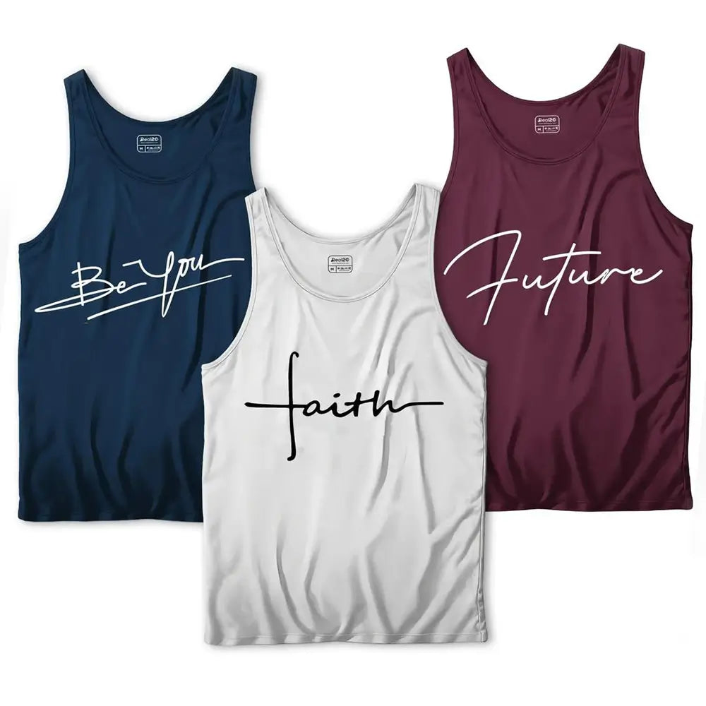 Men's Printed Sando Tanks For Men's, Pack of 3 (Faith)