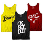Men's Printed Sando Tanks For Men's, Pack of 3 (Ok, Get Out)