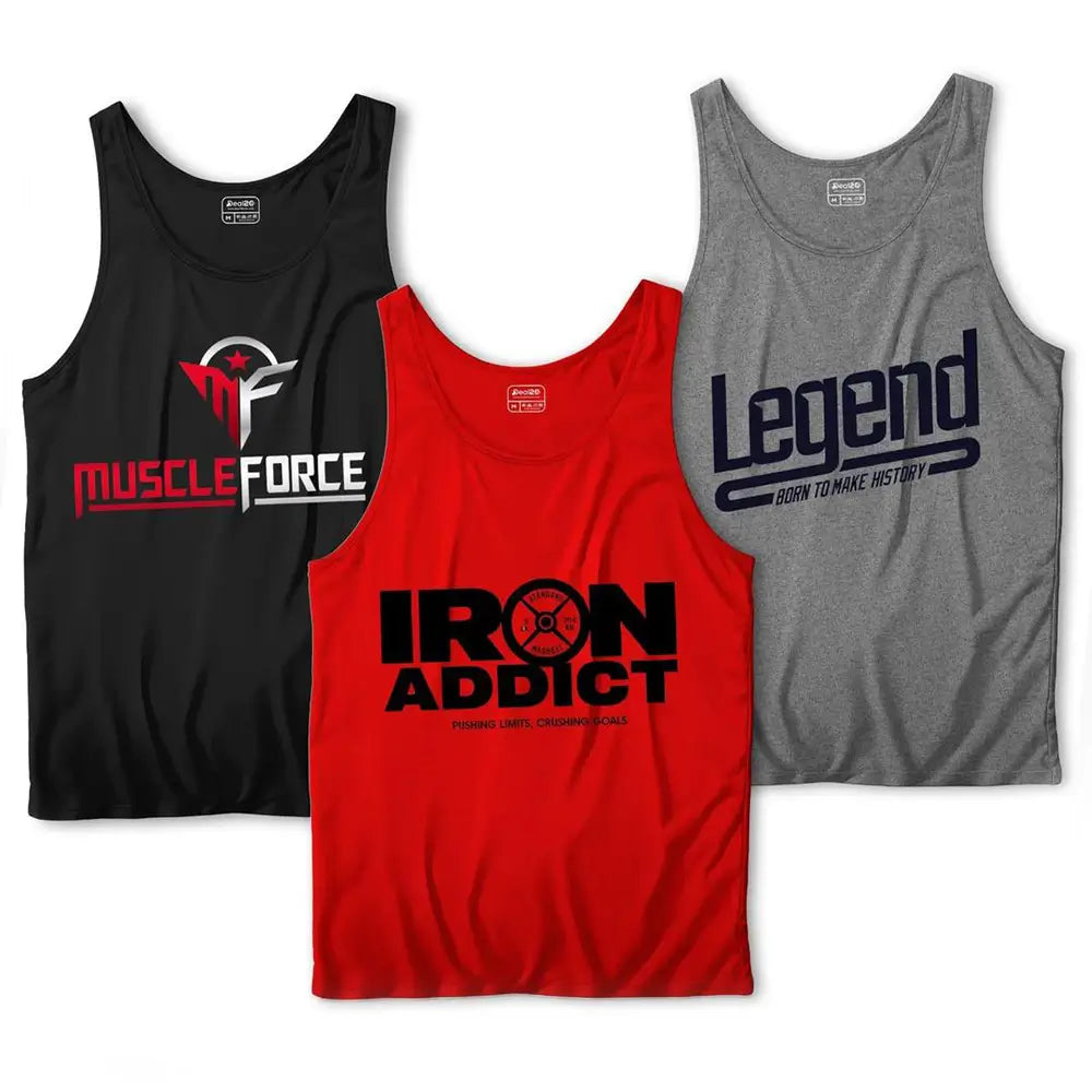 Men's Printed Sando Tanks For Men's, Pack of 3 (Iron)