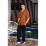 Rustic Brown Shirt - Textured Style Vintage Look