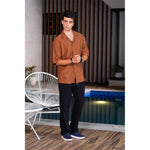 Rustic Brown Shirt - Textured Style Vintage Look