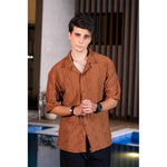 Rustic Brown Shirt - Textured Style Vintage Look