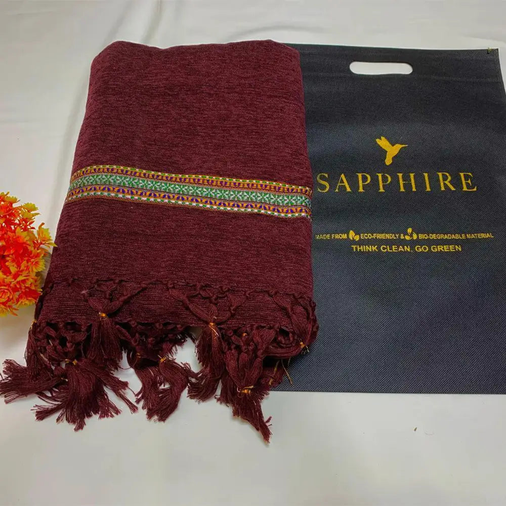 Velvet Embroidered Border Shawl