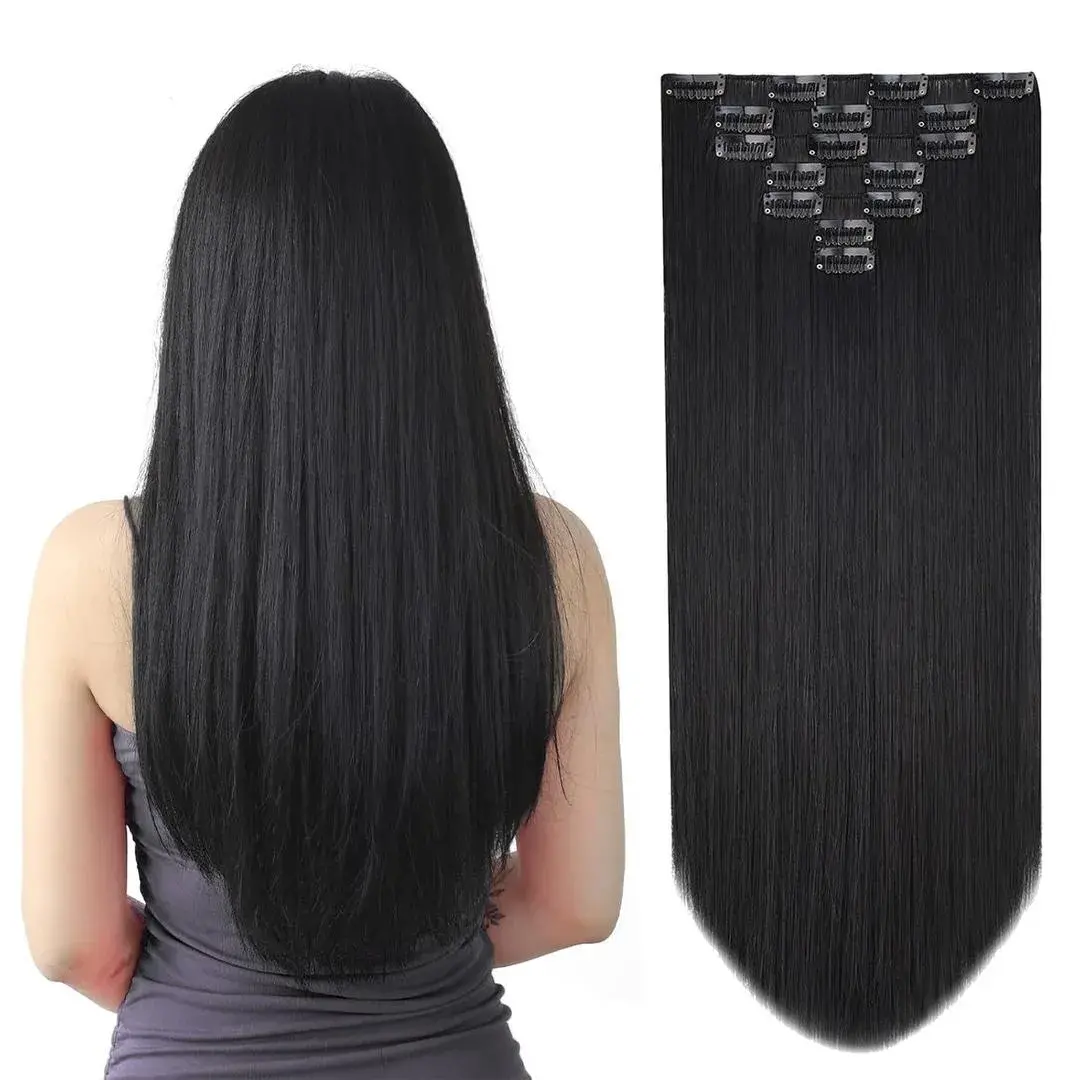 Black Synthetic Hair Extensions for Girls 22 Inch