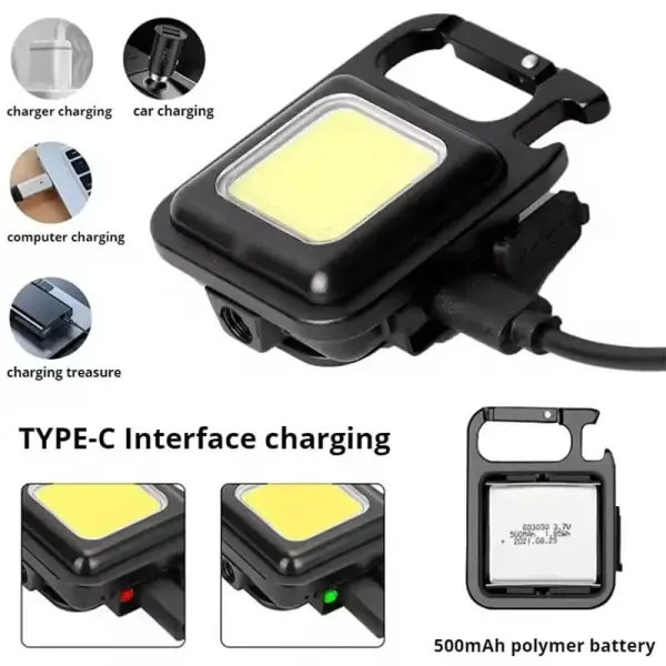 COB USB Charged Portable LED Key Chain Light