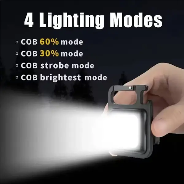 COB USB Charged Portable LED Key Chain Light