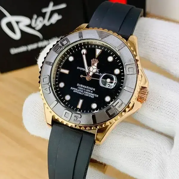 Men's Rolex Submariner Gold Black Water Resistant Watch