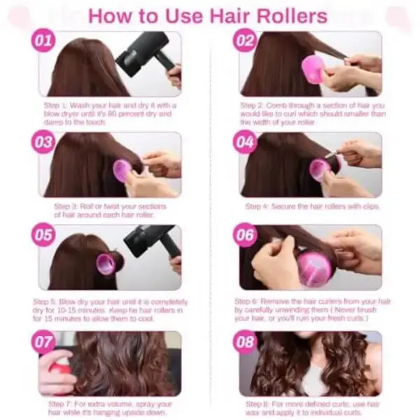 Multicolor Hair Rollers Set with 6 Clips for Long Lasting Curls