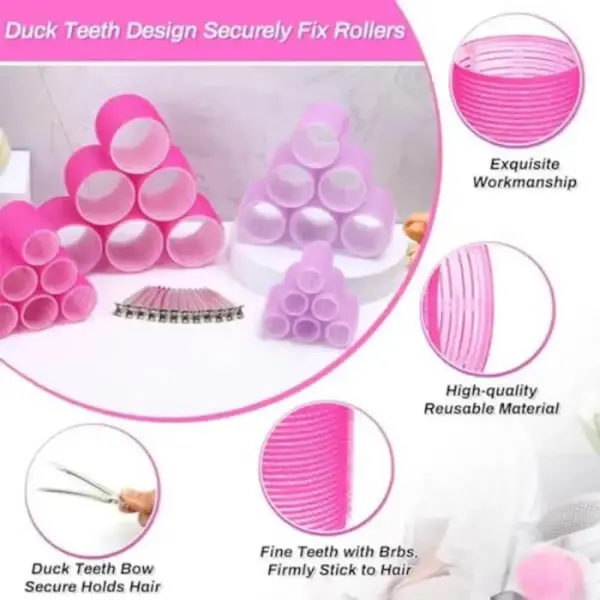 Multicolor Hair Rollers Set with 6 Clips for Long Lasting Curls