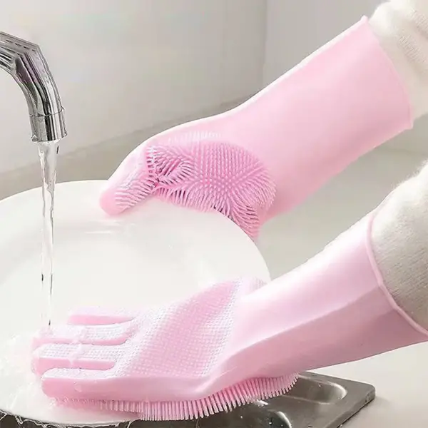 Reusable Silicone Brush Scrubber Gloves