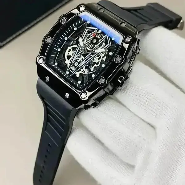 Richard Black Belt Skeleton Watch